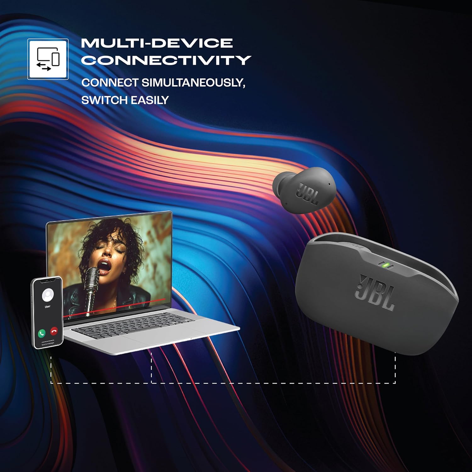 JBL Wave Buds 2 Ear Buds Wireless BluetoothV5.3, Active Noise Cancellation EarBuds - View 3