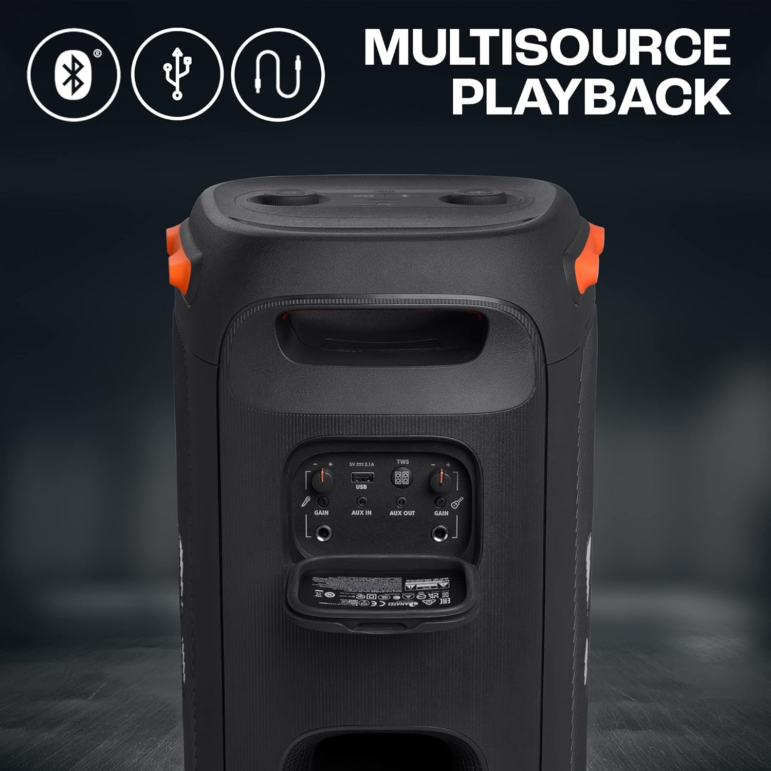 JBL Partybox 110, Wireless Bluetooth Party Speaker, 160W Monstrous Pro Sound, Dynamic Light Show, Upto 12Hrs Playtime, Built-in Powerbank, Guitar &amp; Mic Input, PartyBox App, Splashproof (Black) - View 2