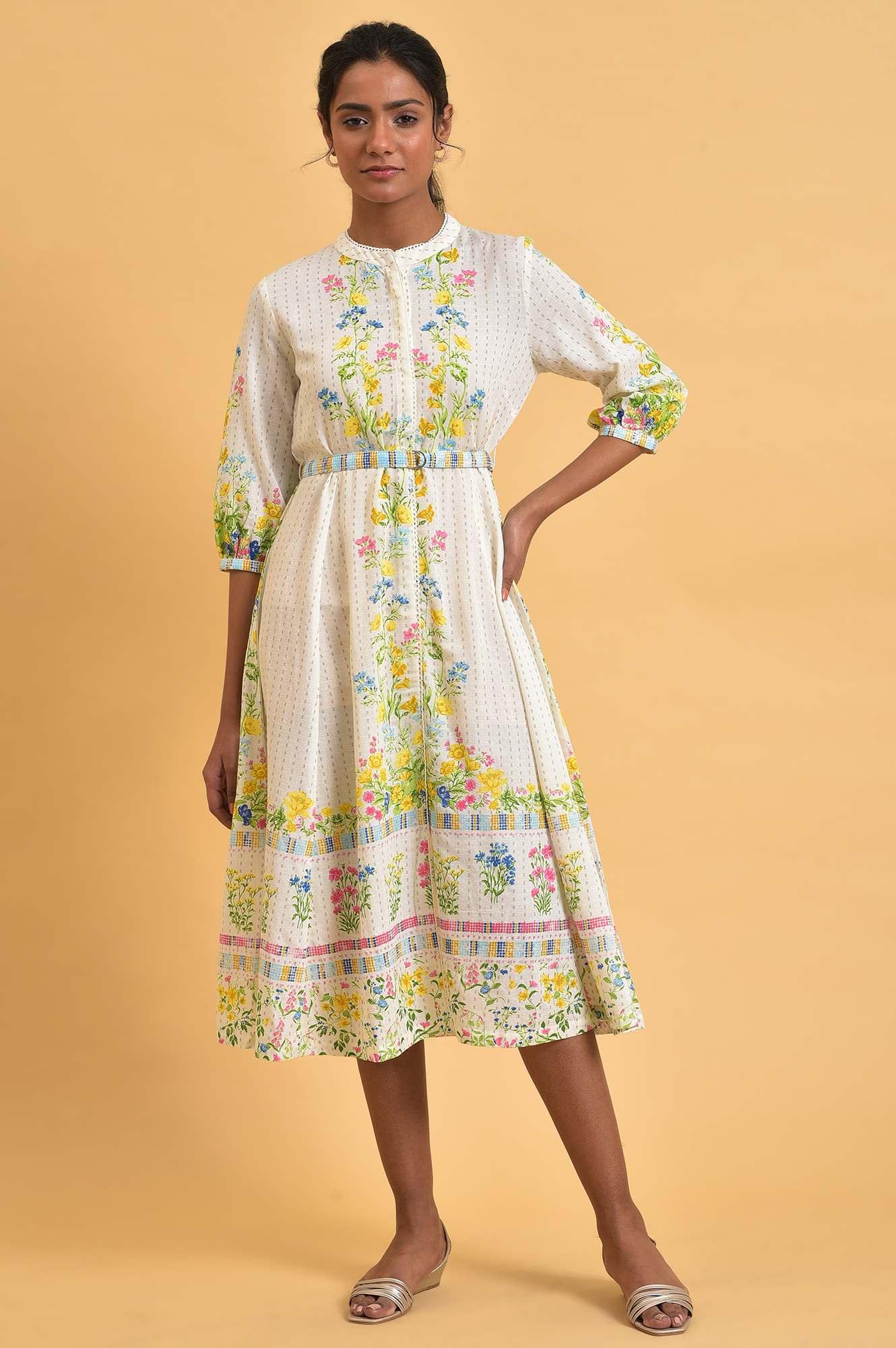 White Floral Summer Vacay Dress - View 9