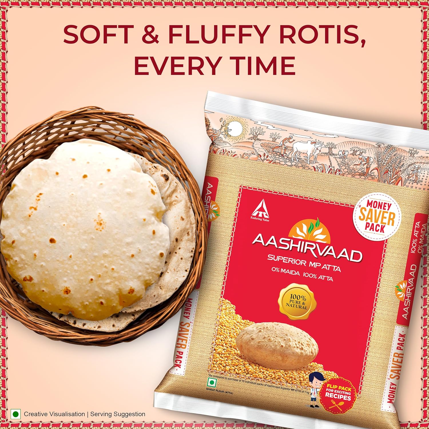 Aashirvaad Superior MP Atta, 10kg, Wheat Flour - View 4