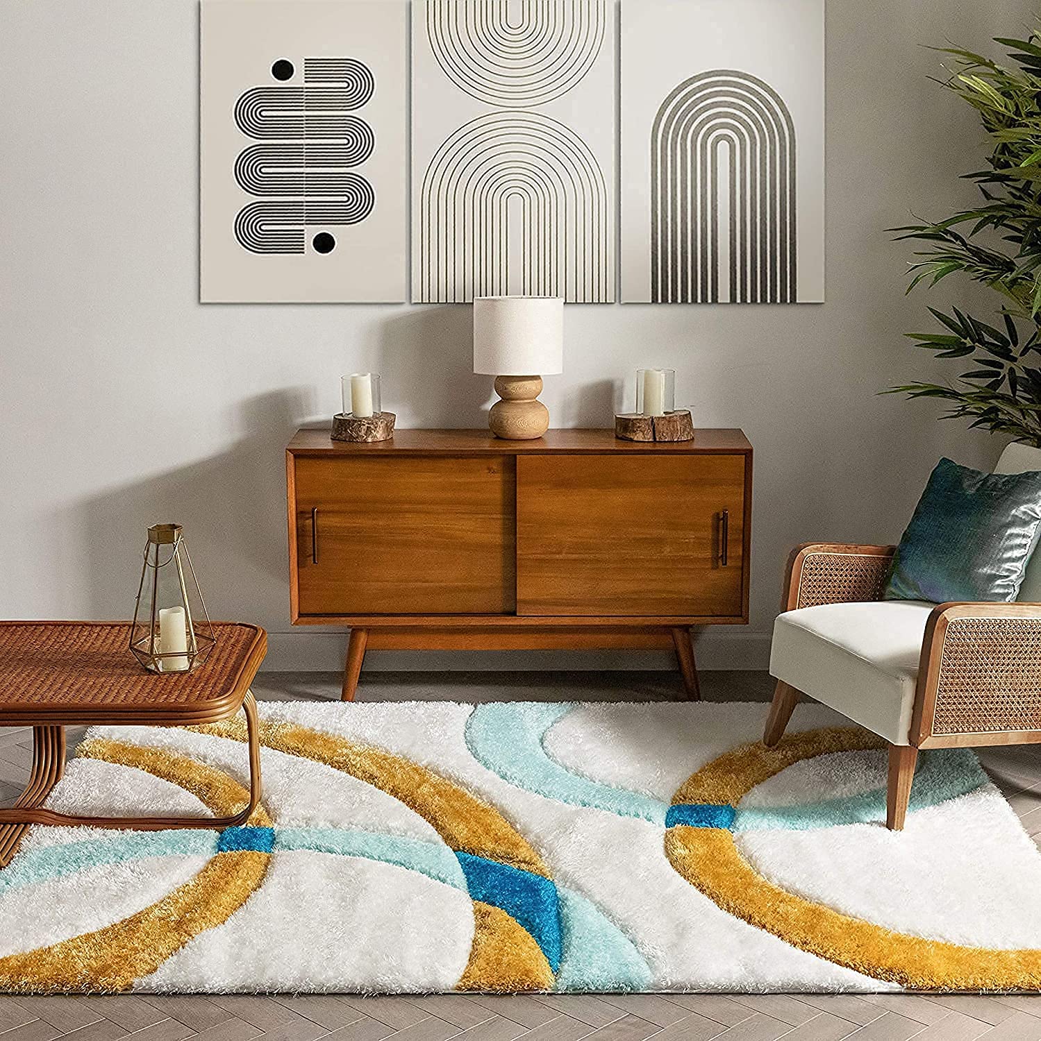 HI-Homes Modern Soft 3D Shaggy Fur Carpets for Living Room Thick Fluffy Rugs for Bedroom, 2x5 feet, Multi Color - View 2