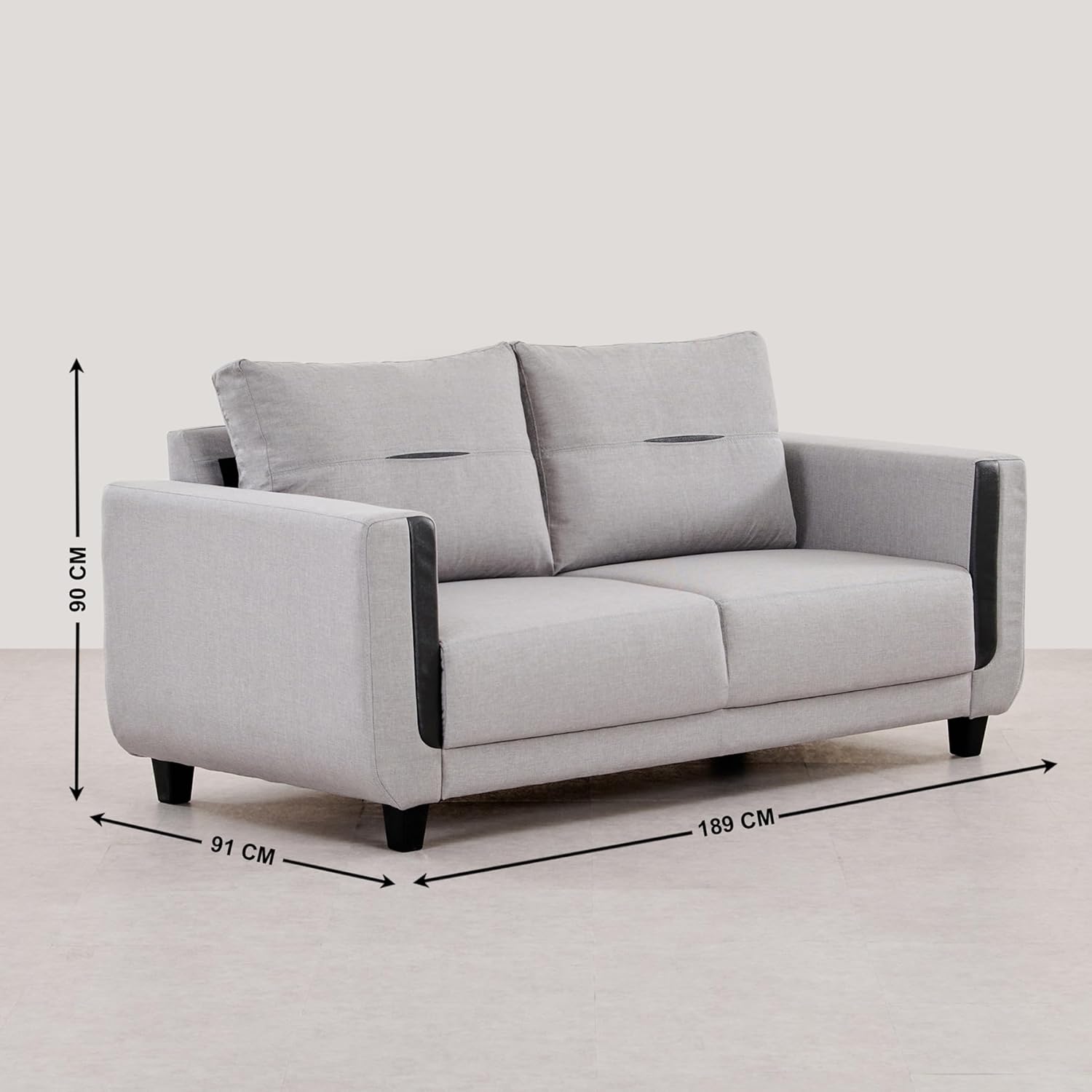 Home Centre 3 Seater Berry Fabric Sofa|Fabric Sofa for Living Room|(Grey)|2 Year Warranty - View 2