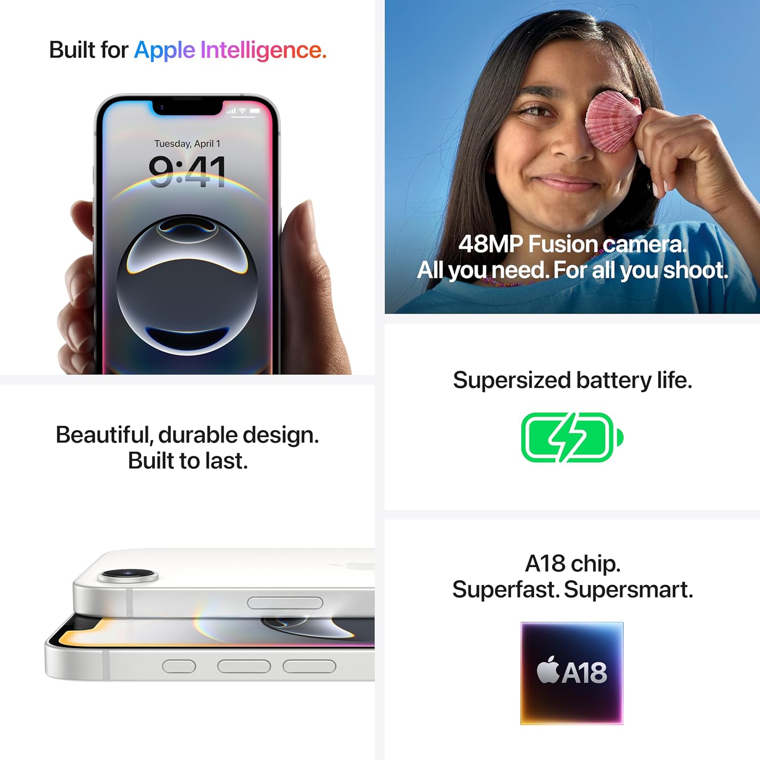 iPhone 16e 128 GB: Built for Apple Intelligence, A18 Chip, Supersized Battery Life, 48MP Fusion. Camera, 15.40 cm (6.1?) Super Retina XDR Display; Black - View 5