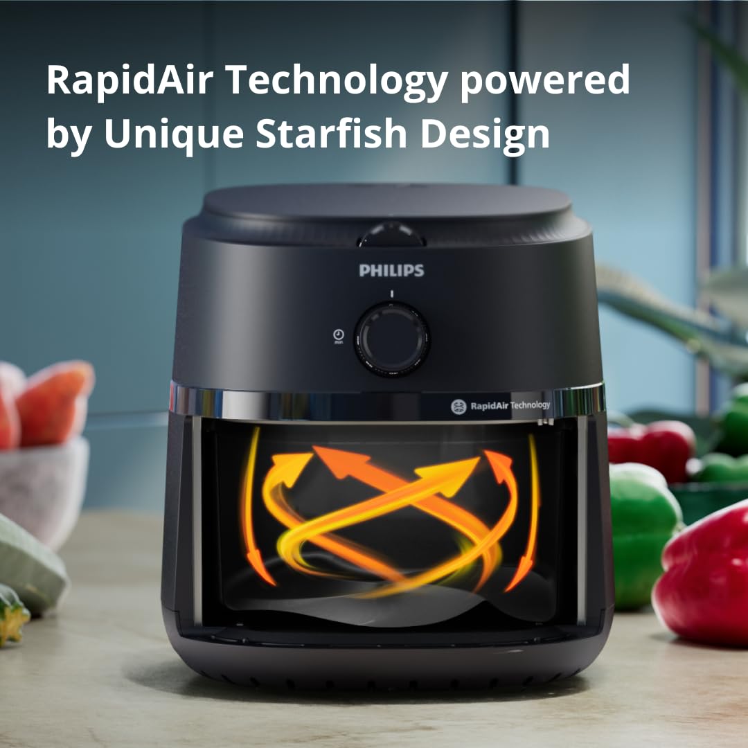 PHILIPS Air Fryer NA120/00, uses up to 90% less fat, 1500W, 4.2 Liter, with Rapid Air Technology (Black), Large - View 5