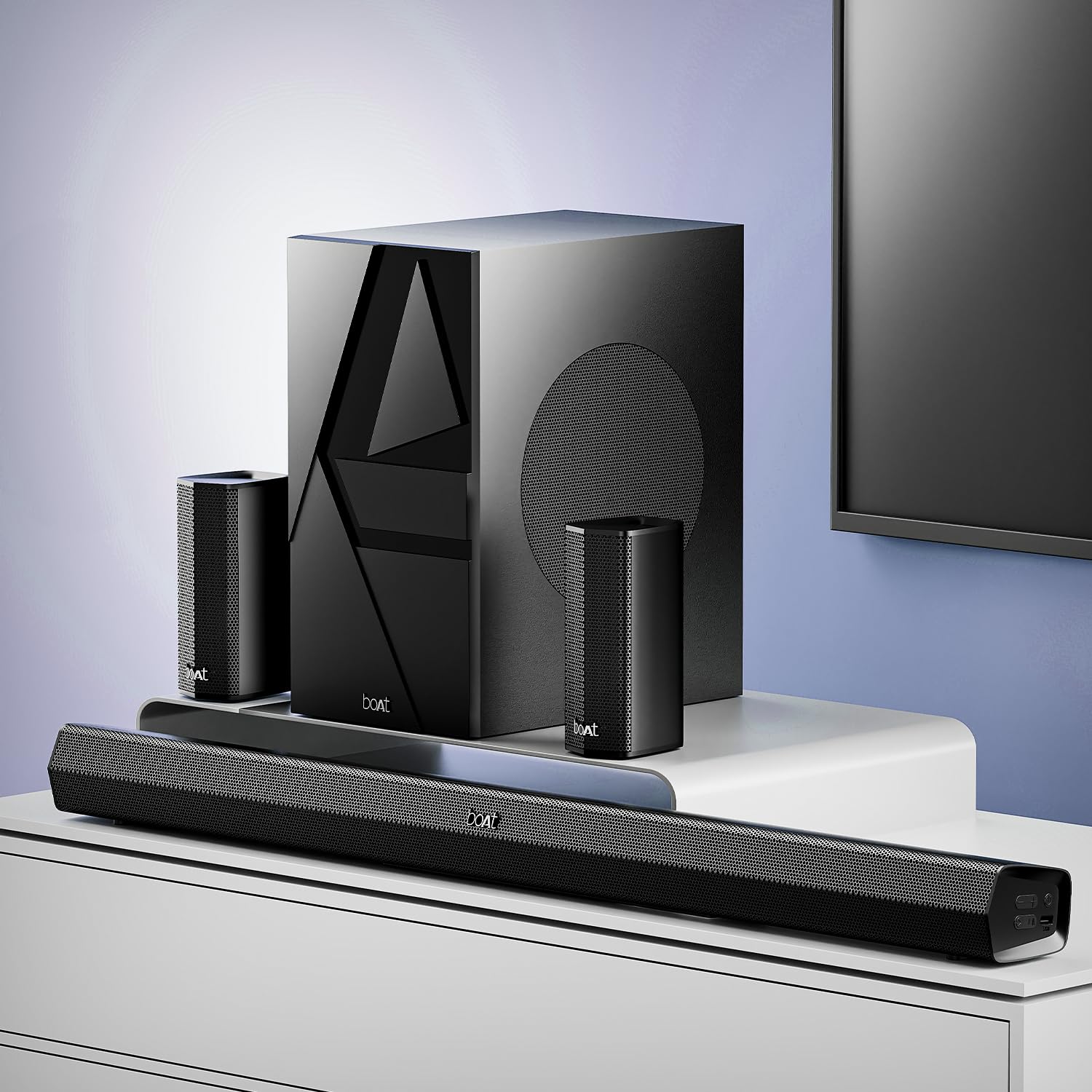 Boat Aavante Bar 3600/3500, 500W Signature Sound,5.1CH, Wall Mountable Design, Bass &amp; Treble with Master Remote Control, Bluetooth Sound Bar, Home Theatre Soundbar Speaker (Premium Black) - View 3