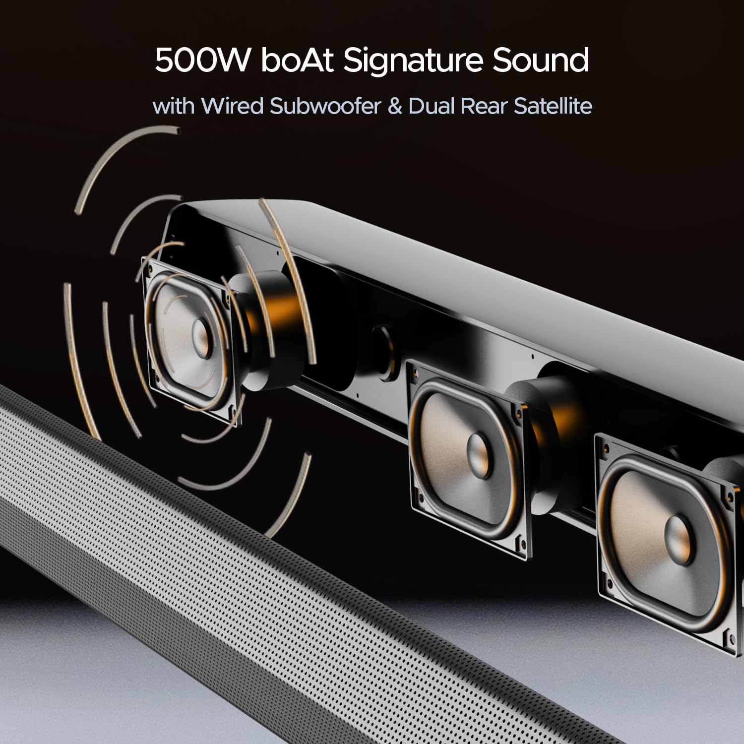 Boat Aavante Bar 3600/3500, 500W Signature Sound,5.1CH, Wall Mountable Design, Bass &amp; Treble with Master Remote Control, Bluetooth Sound Bar, Home Theatre Soundbar Speaker (Premium Black) - View 8