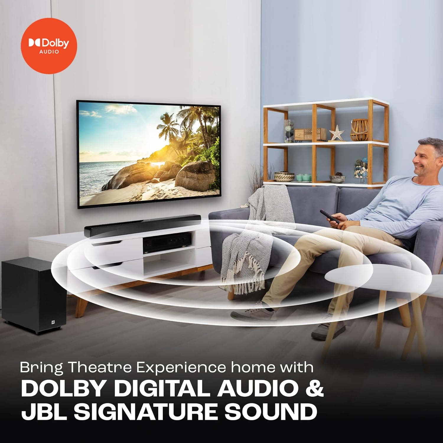 JBL Cinema SB271, Dolby Digital Soundbar with Wireless Subwoofer for Extra Deep Bass, 2.1 Channel Home Theatre with Remote, HDMI ARC, Bluetooth & Optical Connectivity (220W) - View 5