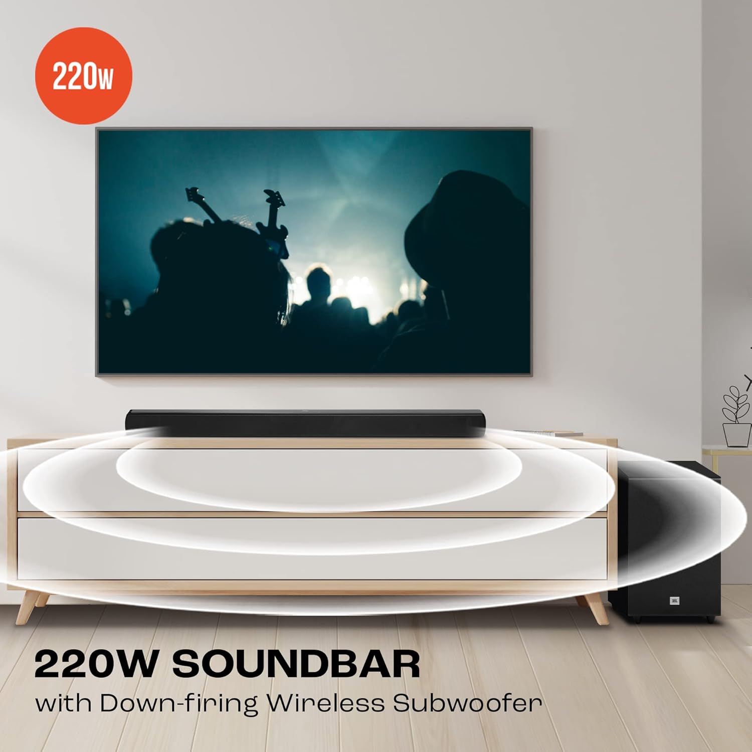 JBL Cinema SB271, Dolby Digital Soundbar with Wireless Subwoofer for Extra Deep Bass, 2.1 Channel Home Theatre with Remote, HDMI ARC, Bluetooth & Optical Connectivity (220W) - View 6