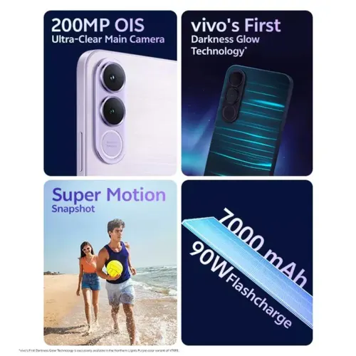 vivo V70 FE 5G (8GB RAM, 128GB Storage) | Dimensity 7360-Turbo | 7000mAh Battery | 200MP OIS Camera | Northern Lights Purple - View 4