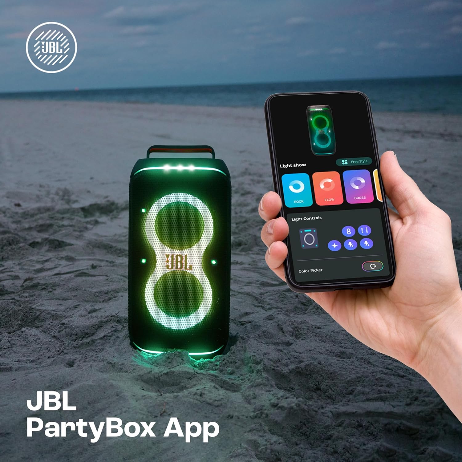 JBL Partybox 120 Wireless Bluetooth 160W Party Speaker, AI Sound Boost, Futuristic Light Show,Upto 12H Runtime,Auracast Multispeaker Support,Guitar+Mic Input - View 6