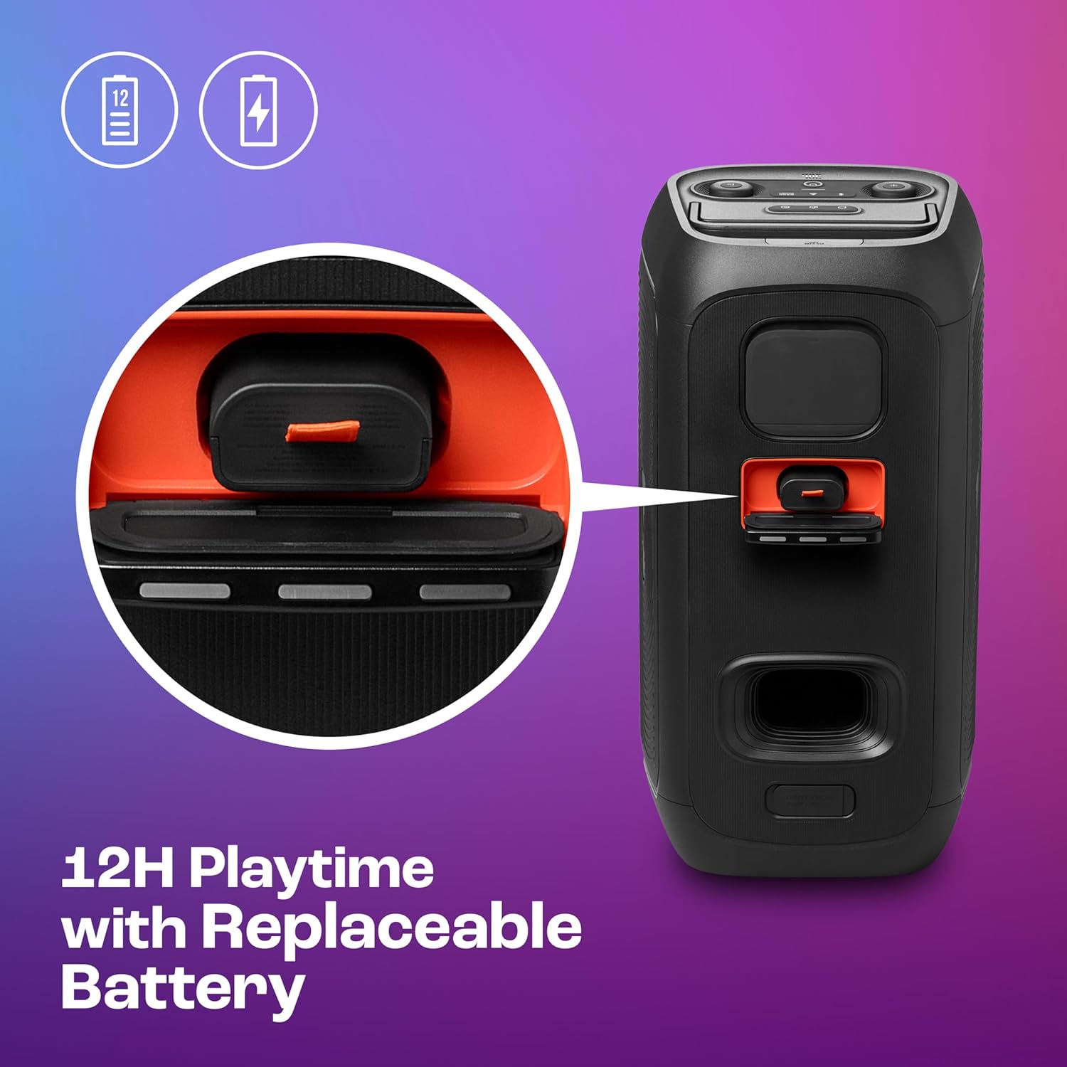 JBL Partybox 120 Wireless Bluetooth 160W Party Speaker, AI Sound Boost, Futuristic Light Show,Upto 12H Runtime,Auracast Multispeaker Support,Guitar+Mic Input - View 8