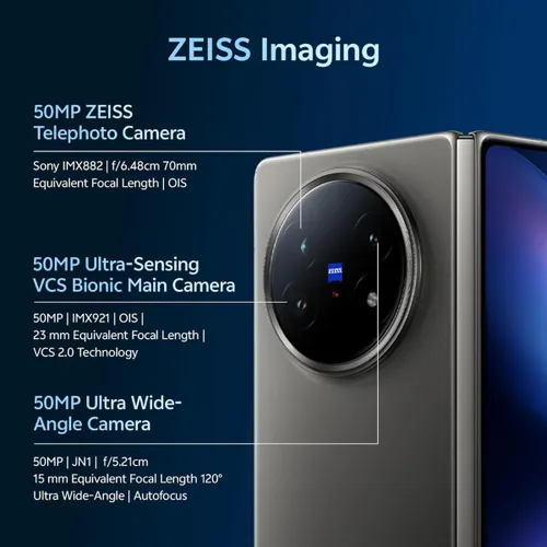 vivo X Fold5 5G (16GB RAM, 512GB Storage) | Snapdragon 8 Gen 3 | 6000mAh Battery | ZEISS Imaging | Titanium Grey - View 2
