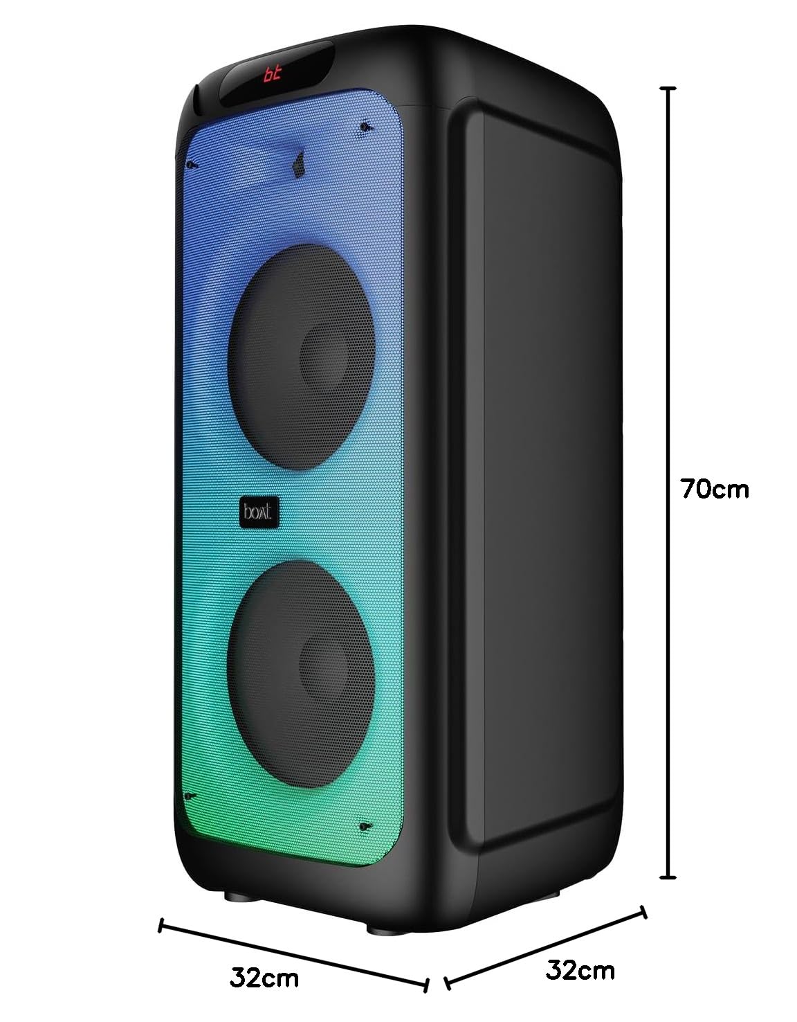 boAt Partypal 390/400 Speaker w/ 160 W Signature Sound, Karaoke with 2 Microphone Input Ports, Up to 6 hrs Playtime, EQ Modes, TWS Mode, Bluetooth v5.3, AUX &amp; USB Type-C Port, Space Black - View 2
