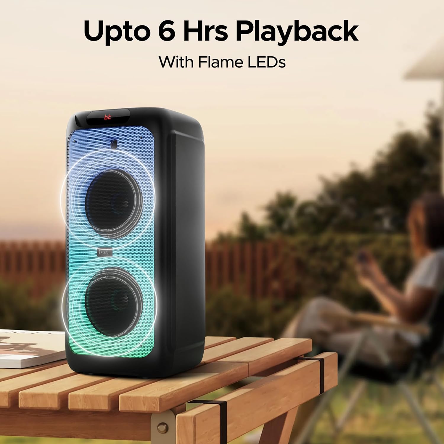 boAt Partypal 390/400 Speaker w/ 160 W Signature Sound, Karaoke with 2 Microphone Input Ports, Up to 6 hrs Playtime, EQ Modes, TWS Mode, Bluetooth v5.3, AUX &amp; USB Type-C Port, Space Black - View 7