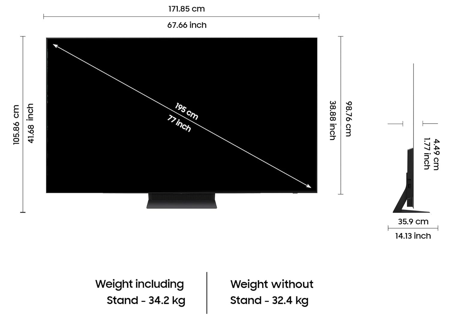 Samsung 195 cm (77 inches) 4K Ultra HD Smart OLED TV QA77S90DAELXL (Graphite Black) - View 5