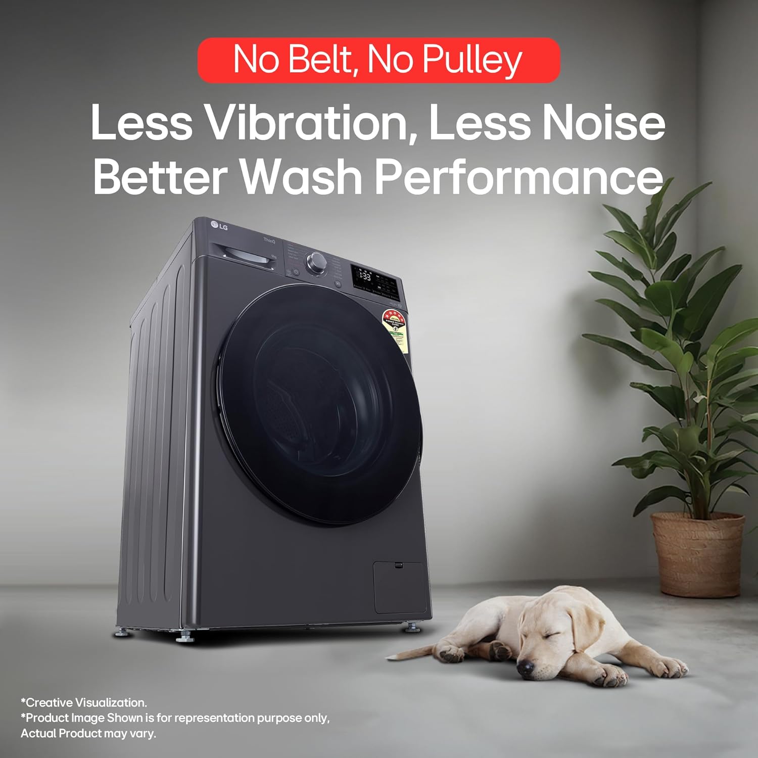 LG Smart Choice, 9 Kg, 5 Star, AI Direct Drive Technology, Steam, 6 Motion DD &amp; Wi-Fi Fully-Automatic Front Load Washing Machine (FHP1209Z5M, Intelligent &amp; Convenient Fabric Care, Middle Black) - View 4