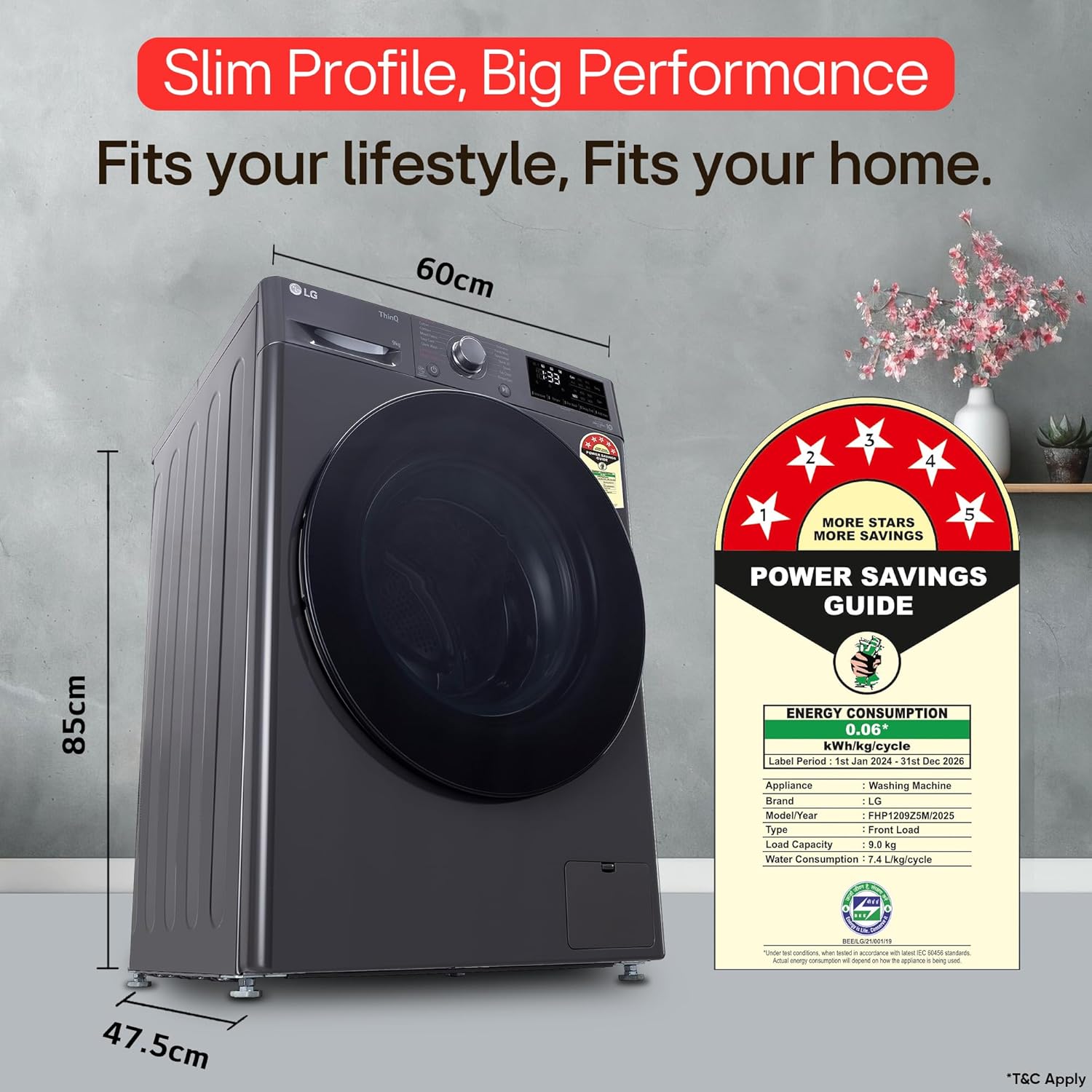 LG Smart Choice, 9 Kg, 5 Star, AI Direct Drive Technology, Steam, 6 Motion DD &amp; Wi-Fi Fully-Automatic Front Load Washing Machine (FHP1209Z5M, Intelligent &amp; Convenient Fabric Care, Middle Black) - View 7