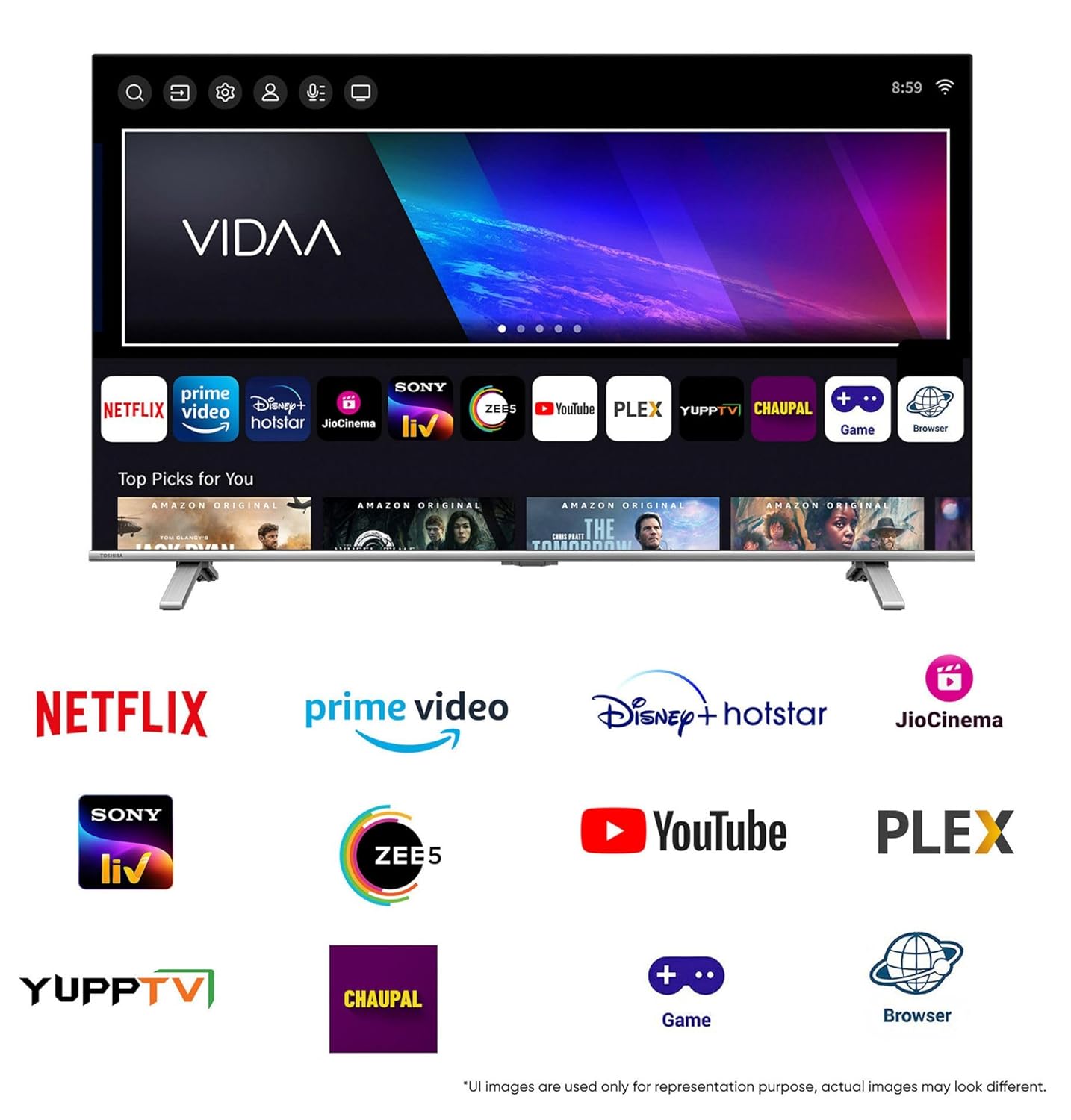 Toshiba 248 cm (98 Inches) 4K Ultra HD Smart QLED TV | Dolby Vision Atmos, HDR10+ | 144 Hz Panel | 2.1 CH 61W Speaker with Sub Woofer | REGZA Engine ZRi | Voice Control | VIDAA OS | 98Z570RP (Black) - View 3