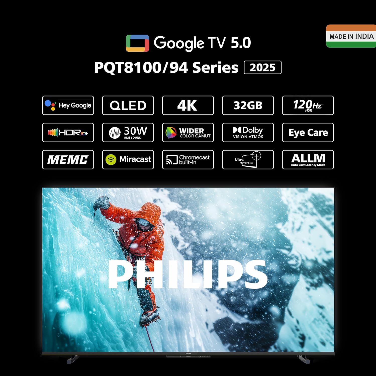 Philips 139 cm (55 inches) 8100 Series 4K Ultra HD Smart QLED Google TV 55PQT8100/94 - View 2