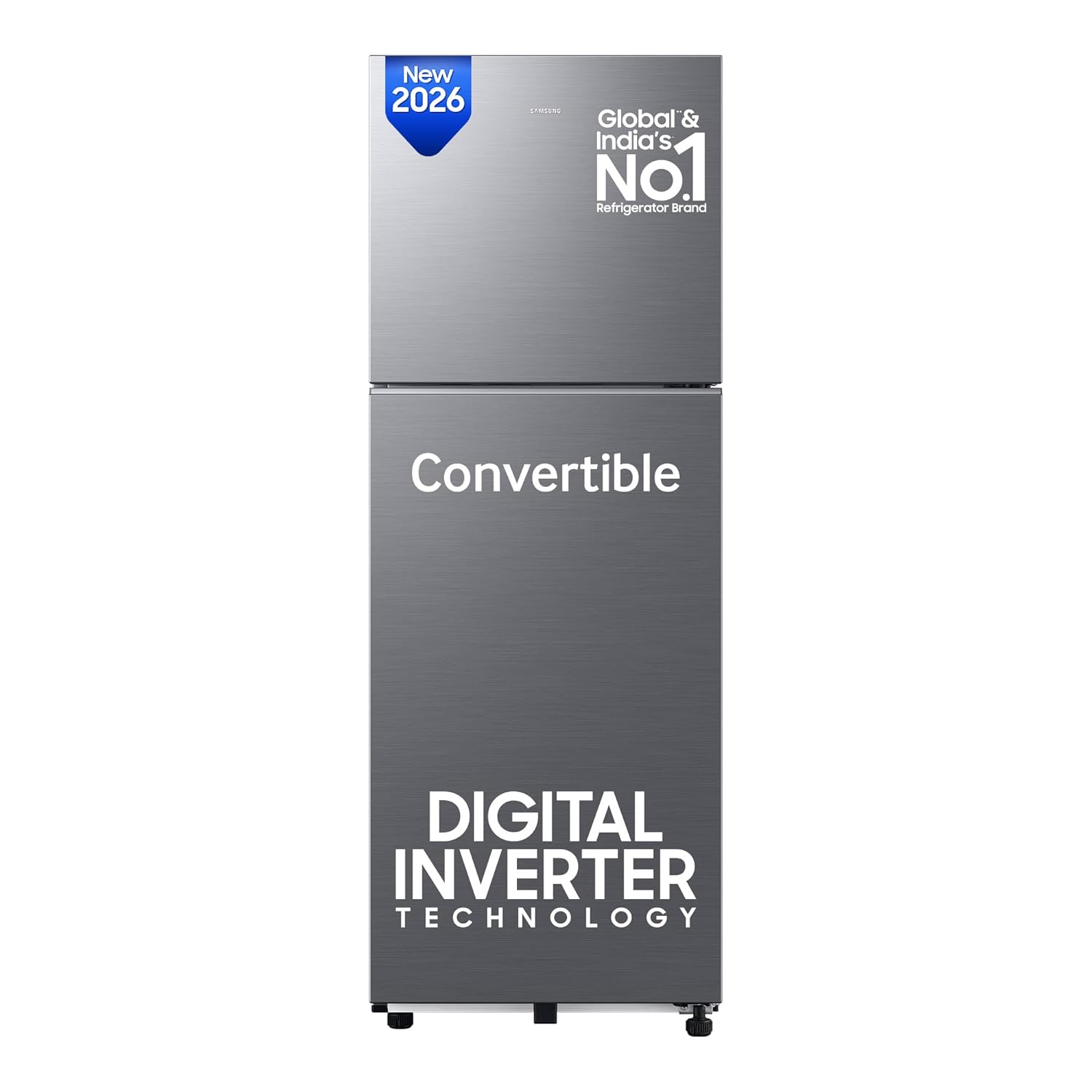 Samsung 236 L, 3 Star, Convertible, Digital Inverter Frost Free Double Door Refrigerator (RT40H28U3THL, Silver, Refined Inox, 2026 Model)