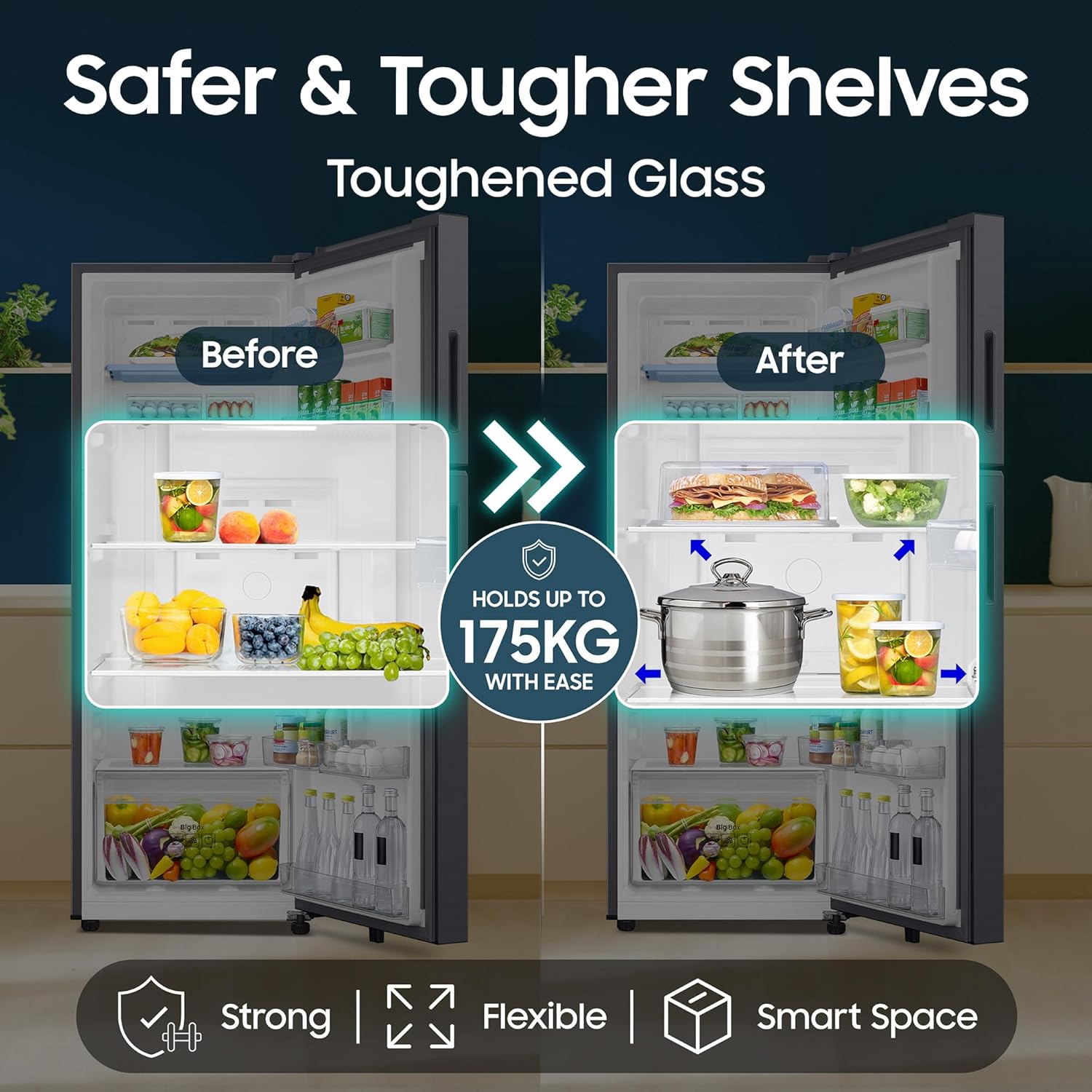 Samsung 236 L, 3 Star, Convertible, Digital Inverter Frost Free Double Door Refrigerator (RT40H28U3THL, Silver, Refined Inox, 2026 Model) - View 2