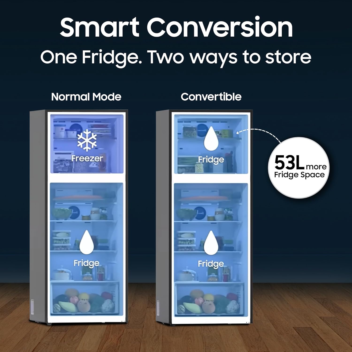 Samsung 236 L, 3 Star, Convertible, Digital Inverter Frost Free Double Door Refrigerator (RT40H28U3THL, Silver, Refined Inox, 2026 Model) - View 4