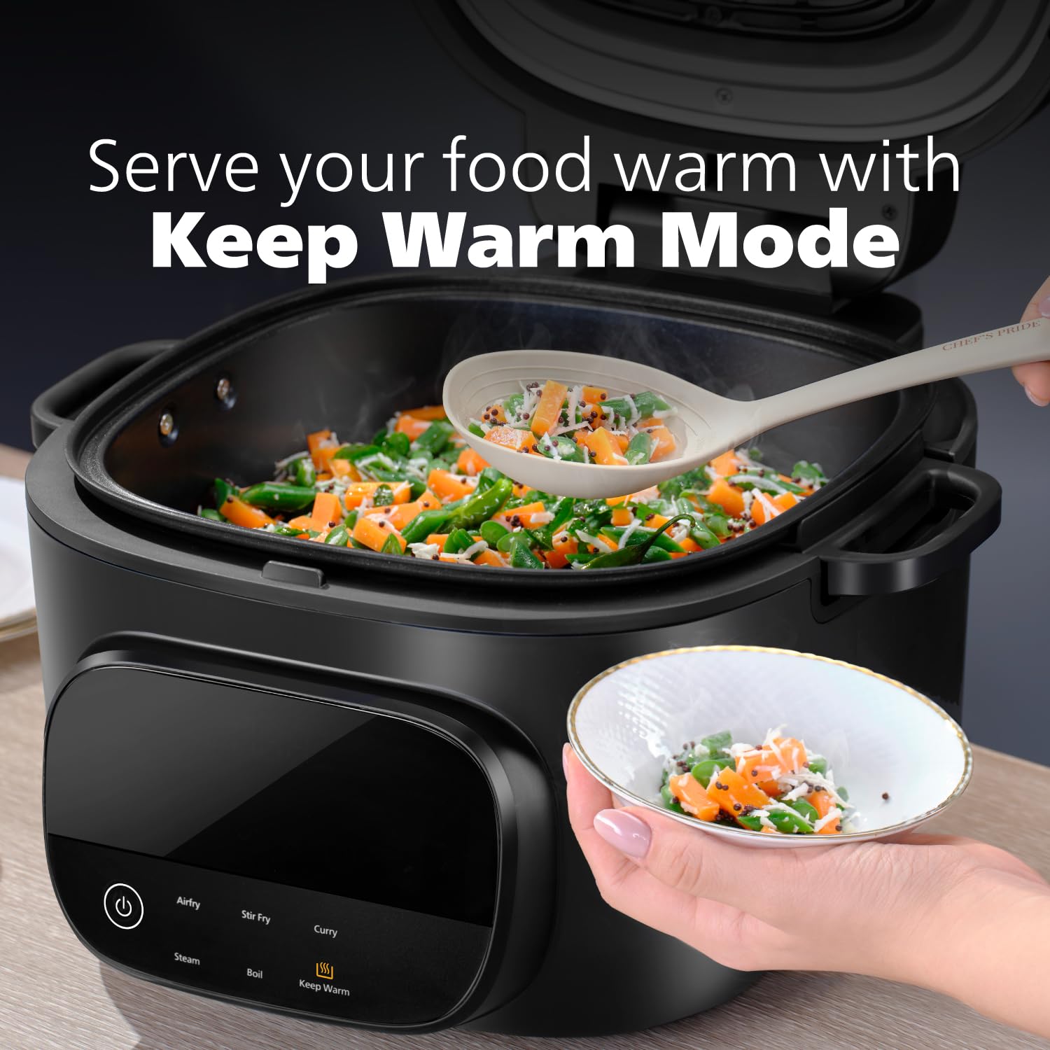 Philips OneChef 6L Smart All in One Cooking Device | 33-in-1 Functions (Air Fryer Oven, Stir Fry, Steam, Boil, Curry, Keep Warm &amp; More) | AmbiHeat Technology Perfect for Indian Recipes &amp; Biryani - View 2