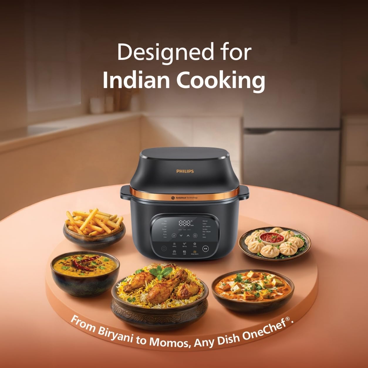 Philips OneChef 6L Smart All in One Cooking Device | 33-in-1 Functions (Air Fryer Oven, Stir Fry, Steam, Boil, Curry, Keep Warm &amp; More) | AmbiHeat Technology Perfect for Indian Recipes &amp; Biryani - View 5