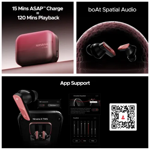 boAt Nirvana X Wireless Earbuds with Knowles dual drivers, 40 Hours Playback, Hi-Res Audio LDAC, boAt Hi-Fi Sound, ENx Technology, Dual Pairing, Galactic Red - View 3