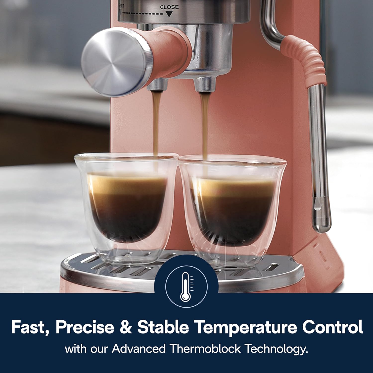 De’Longhi Dedica Duo Cold Brew Espresso Machine with Milk Frother, 15 Bar Pressure, Original Italian Barista Style Coffee Maker, Make Espresso, Latte, Cappuccino &amp; Ice Coffee, Pistachio Pink, EC890PK - View 4