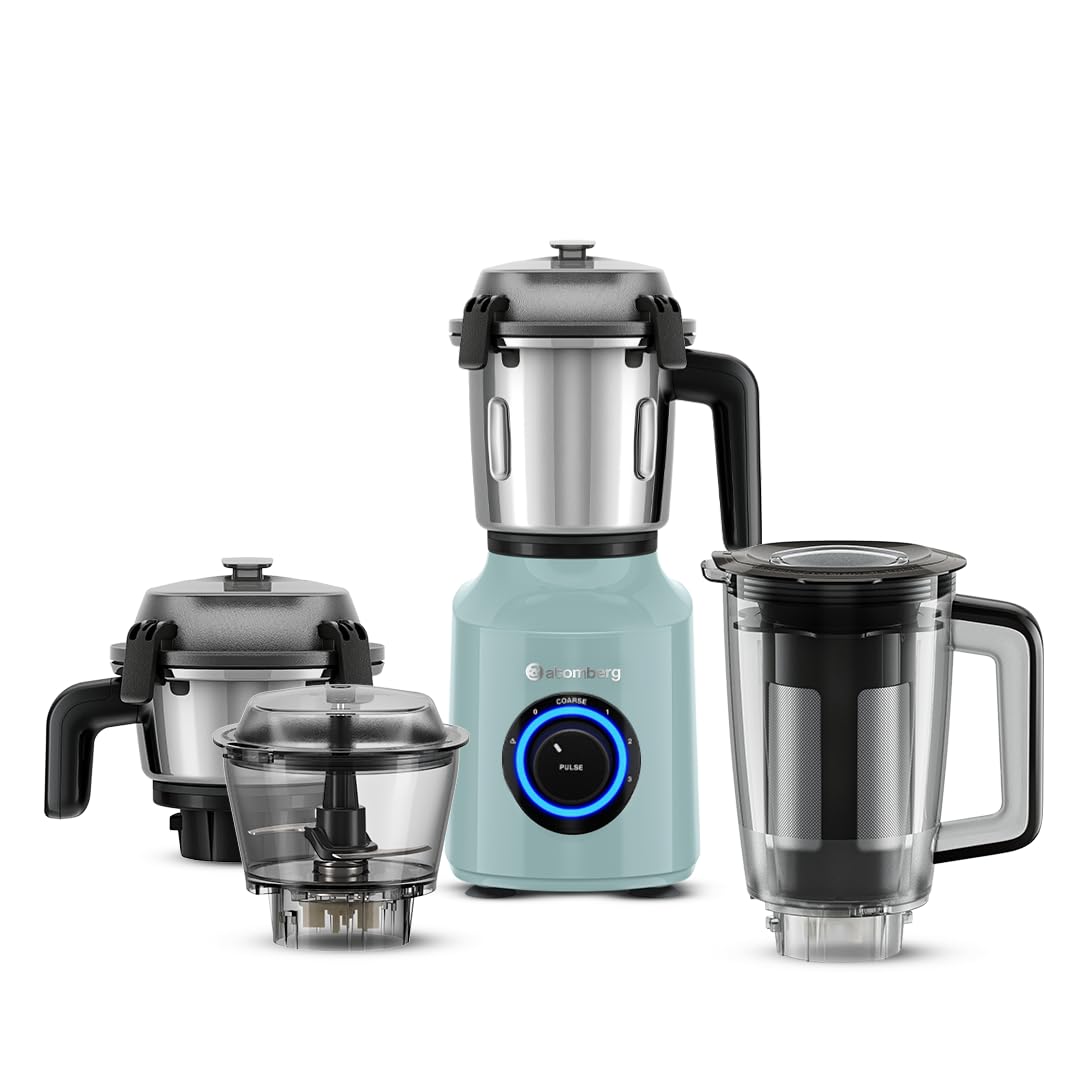 Atomberg Zenova Fresh Juicer Mixer Grinder | Coarse Mode for Silbatta-like Texture | Intelligent BLDC Motor | Safety Features |4 Jars including Chopper & Juicer Jar | Hands-Free Operation | Misty Teal
