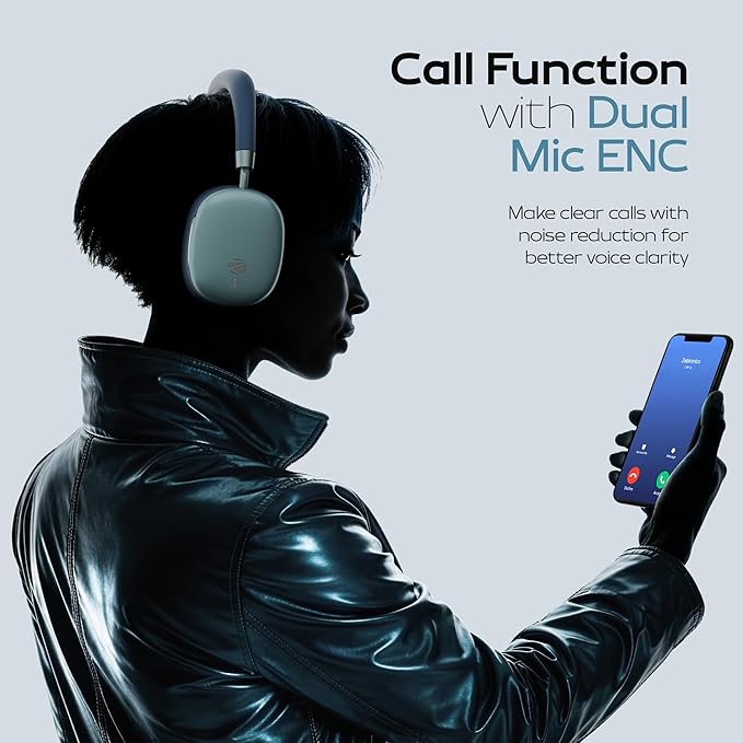 Zebronics Silencio 200T Wireless Headphones, Hybrid ANC 48dB, Upto 100Hrs Playback, 40mm Drivers, Dual Mic ENC, BT v6.0, Gaming Mode, Dual Pairing, Touch Controls, App Support, AUX, Blue - View 3