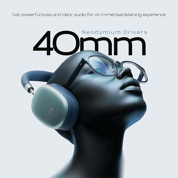 Zebronics Silencio 200T Wireless Headphones, Hybrid ANC 48dB, Upto 100Hrs Playback, 40mm Drivers, Dual Mic ENC, BT v6.0, Gaming Mode, Dual Pairing, Touch Controls, App Support, AUX, Blue - View 4