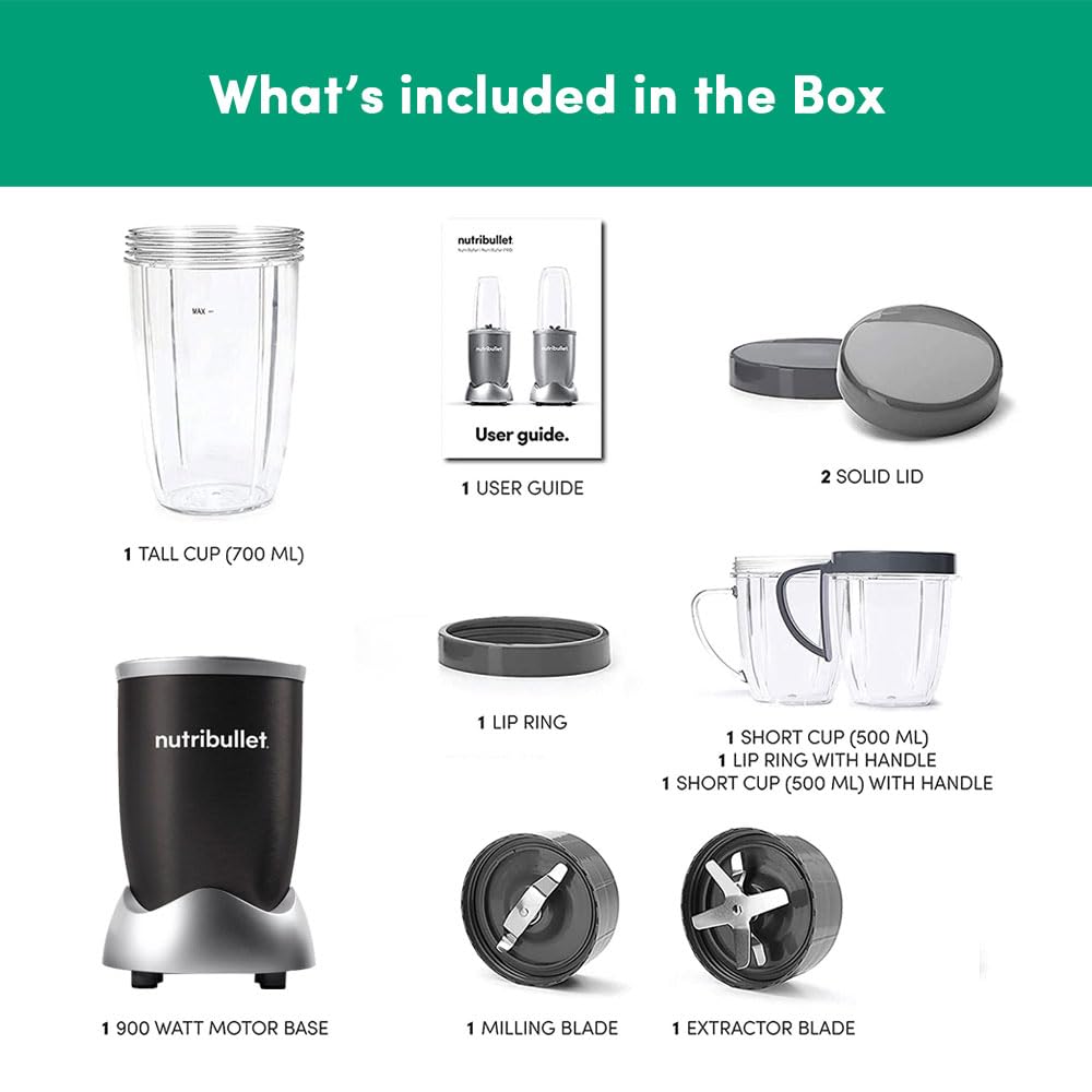 Nutribullet Pro 900W Black, 12 Pcs Set, USA #1 Mixer/Grinder/Smoothie Maker, "The Original Nutribullet", Best Blender, Food Processor, 3 Unbreakable Jars, 2 Blade Sets(Wet & Dry), 900W, 2 Yrs Warranty - View 7