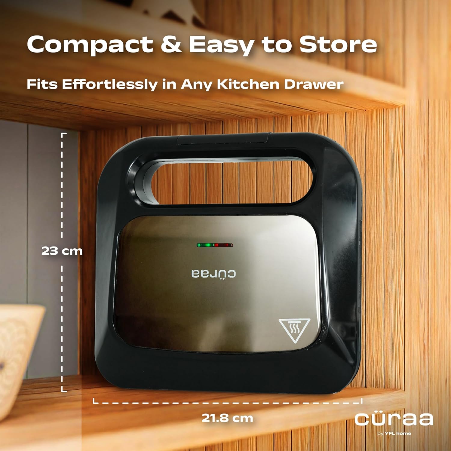 CÜRAA Grill Neo Electric Sandwich Griller & Toaster | By Celebrity Chef Sanjyot Keer | Non-Stick, 2-Slice, 1000W | 2 Yr Warranty - View 2