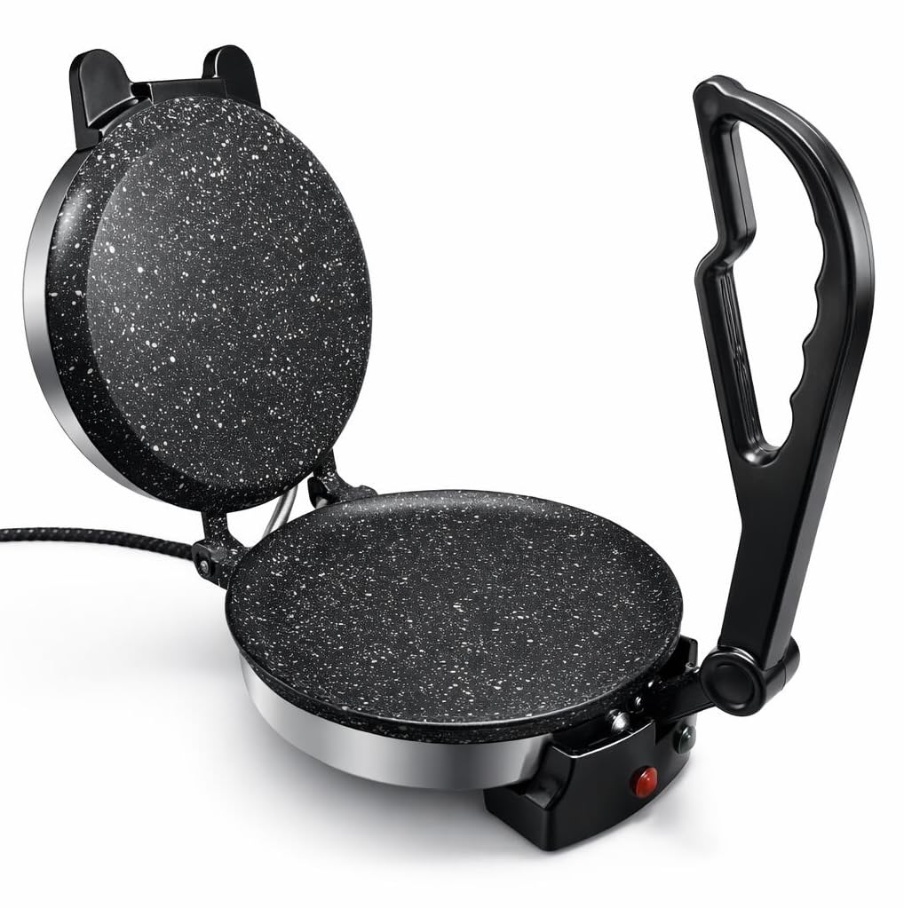 ISILER Roti Maker 950W Electric Multi Maker Automatic with 8.5 Inch Cooking Plate Non-Stick Coating Cool Touch Handle Fast Heating 1 Year Warranty