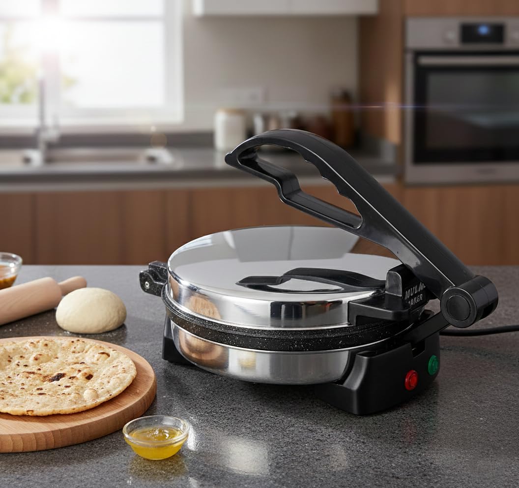 ISILER Roti Maker 950W Electric Multi Maker Automatic with 8.5 Inch Cooking Plate Non-Stick Coating Cool Touch Handle Fast Heating 1 Year Warranty - View 2