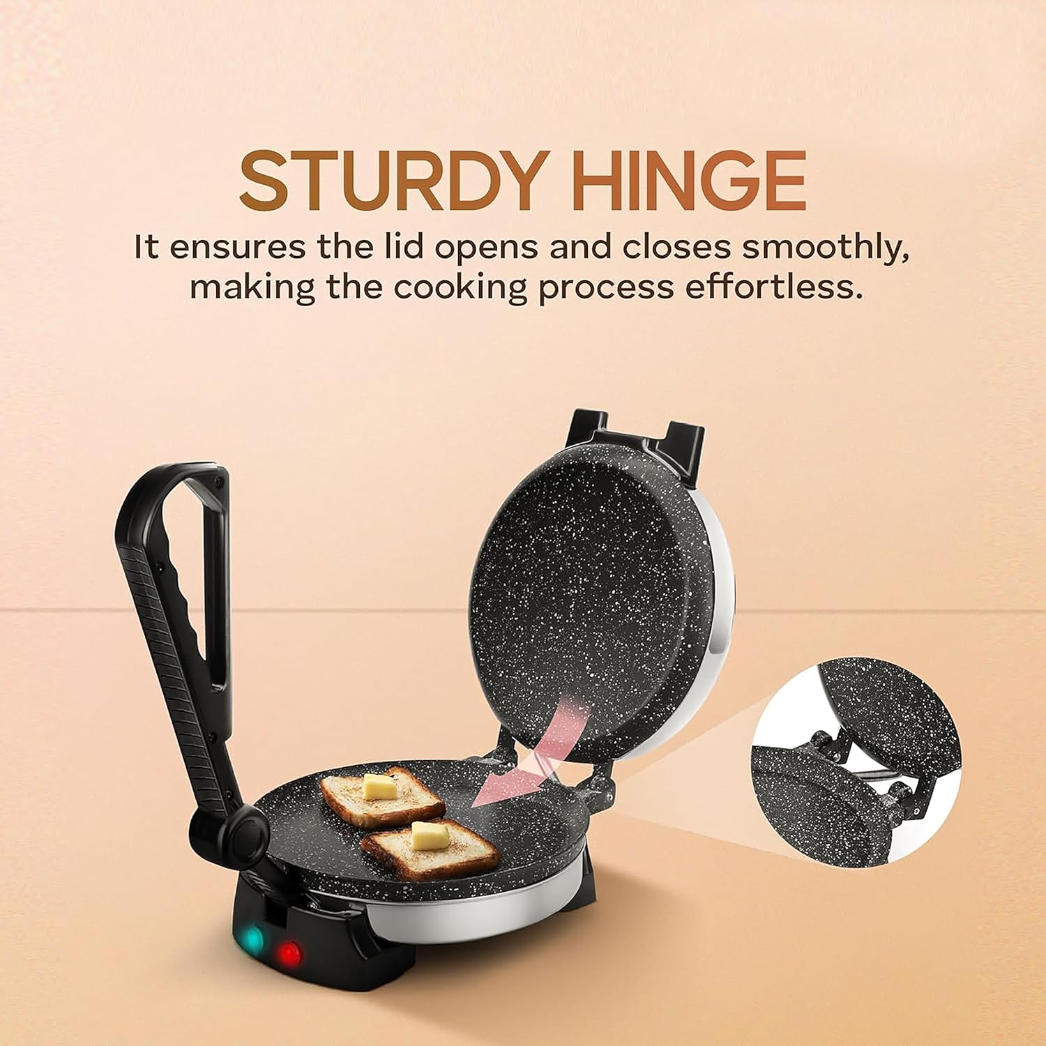 ISILER Roti Maker 950W Electric Multi Maker Automatic with 8.5 Inch Cooking Plate Non-Stick Coating Cool Touch Handle Fast Heating 1 Year Warranty - View 3
