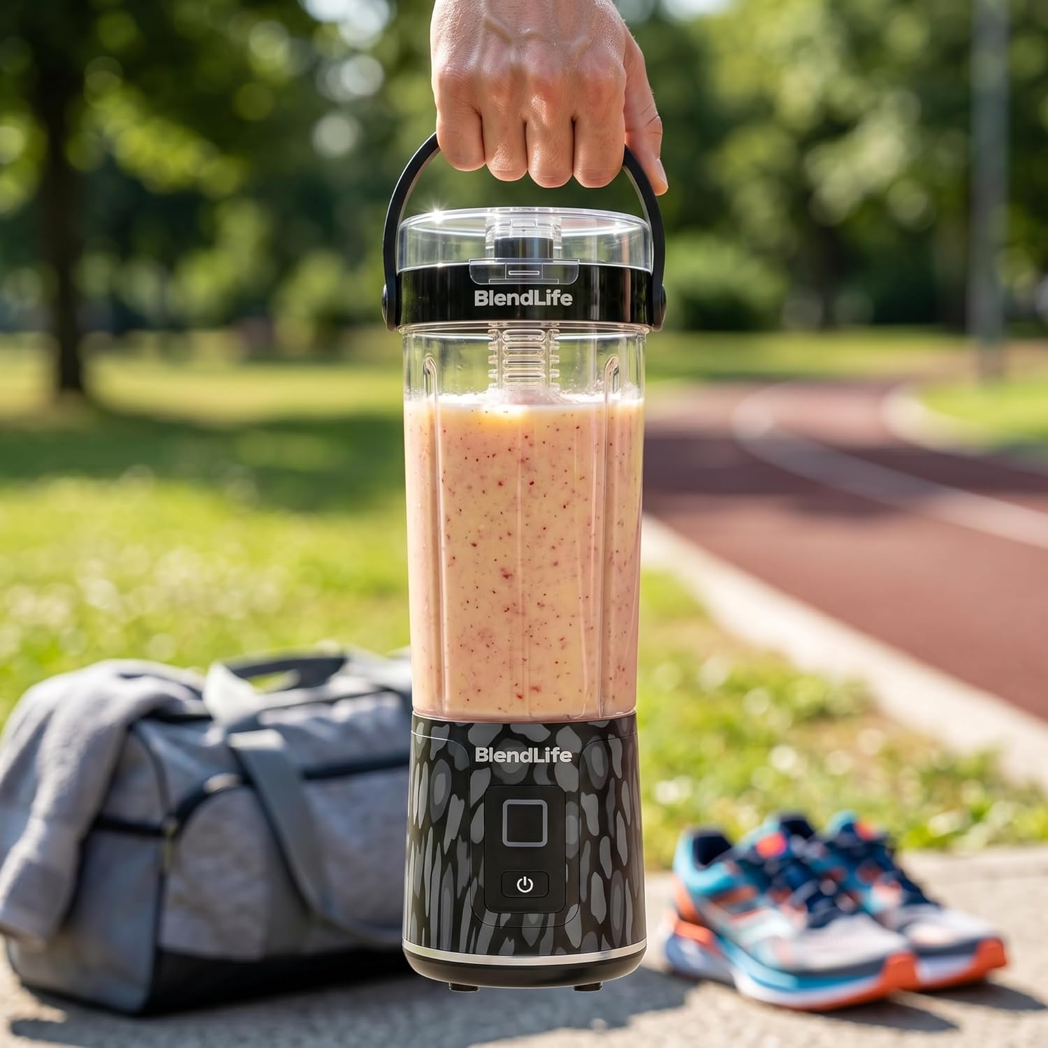 BlendLife NOVA Portable Blender | Smoothie Maker for Gym & Travel | 600ml | 12 Blades | 7.4V | Inbuilt Sipper, Handle & Filter | Convertible Lid | USB Rechargeable | BIS Certified | Made in Bharat - View 4