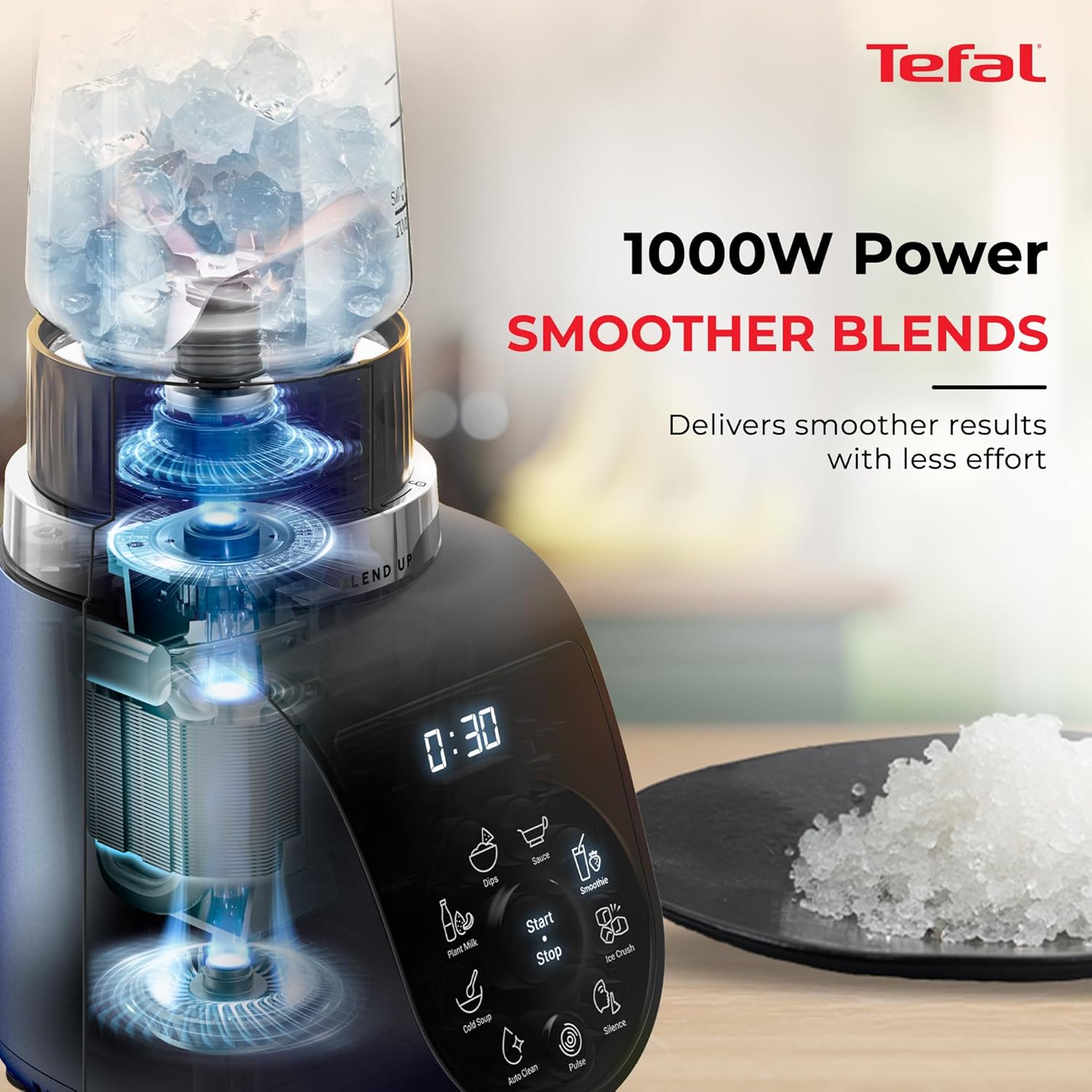 Tefal Blend Up,1000 watt,Powerful Blender, Quiet Mode, 6 Powelix Blades,8 Preset Programmes, Auto Cleaning,2Durable Bottles 0.7L & 0.4L, Smoothies, Protein Shakes, Cocktails, 2 yrs warranty - View 7