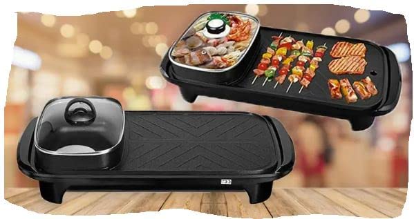 Portable Electric Hot Pot and Grill - Multifunction Cooking Machine for Home, Thai and Korean BBQ - Double Pot Design, 1350W - View 3