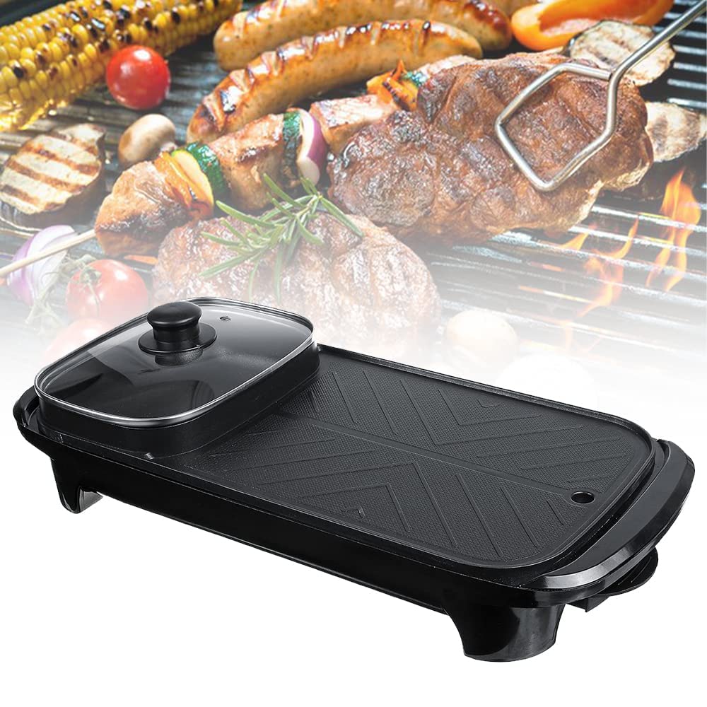 Portable Electric Hot Pot and Grill - Multifunction Cooking Machine for Home, Thai and Korean BBQ - Double Pot Design, 1350W - View 4