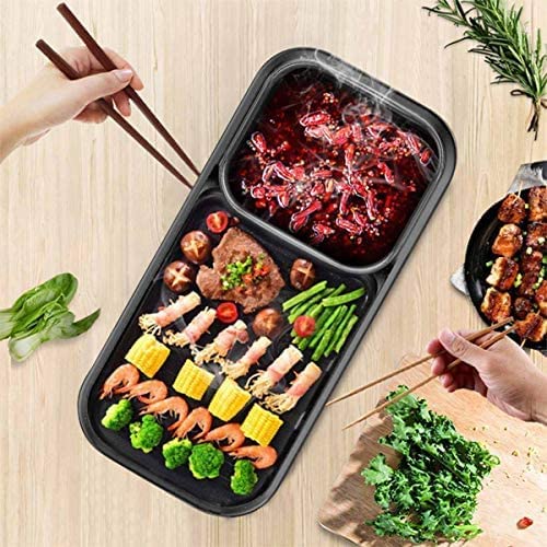 Portable Electric Hot Pot and Grill - Multifunction Cooking Machine for Home, Thai and Korean BBQ - Double Pot Design, 1350W - View 7