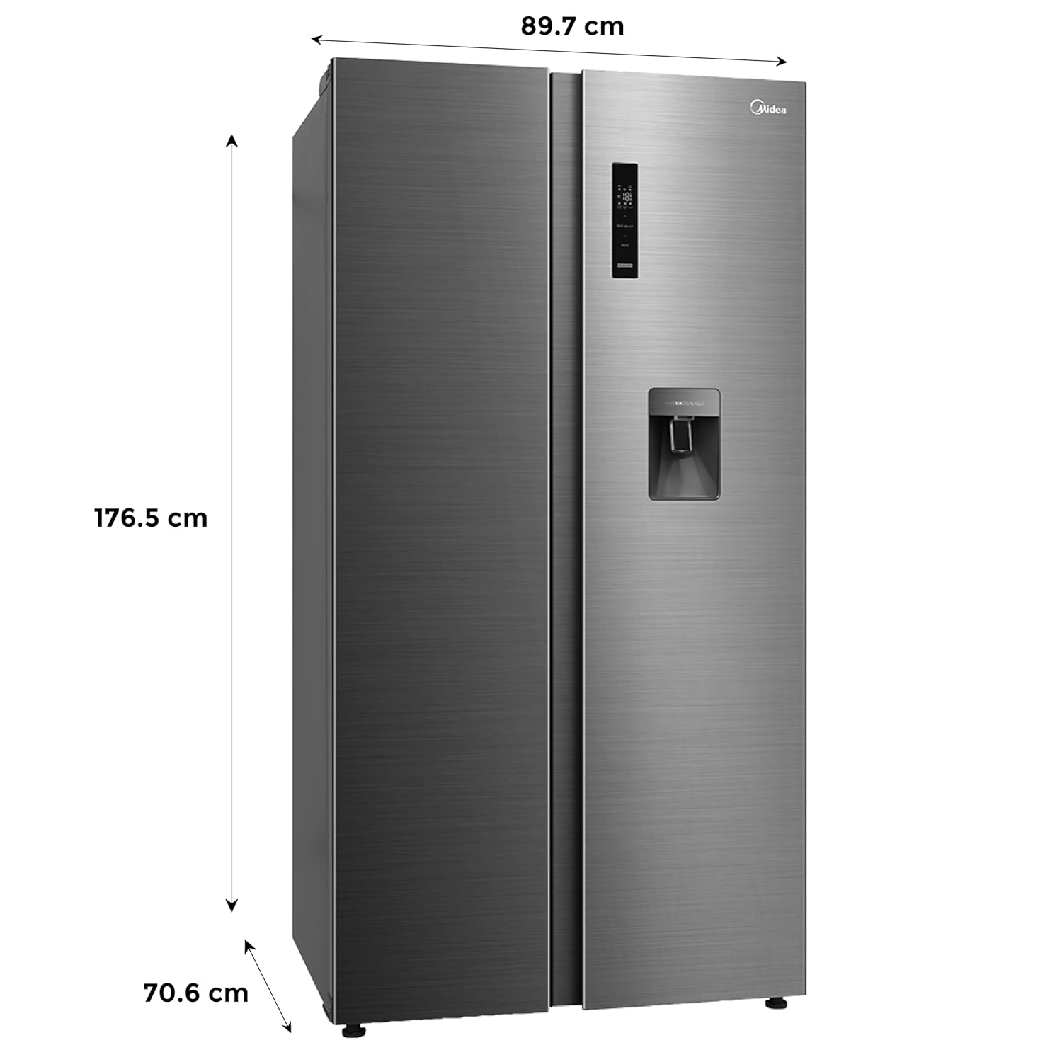 Midea 560 L Side by Side Refrigerator, Inverter Compressor, Multi Air Flow Cooling, Water Dispenser (MDRS704FGF46 Frost Free, Energy Efficient, Large Capacity, Bru-Steel Finish) - View 2