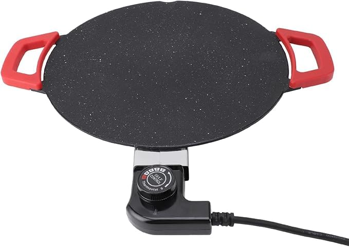 Electric Non Stick Frying Pan | Smokeless BBQ Grill Tandoori Pan For Cooking Indoor Outdoor,800 Watts | Tray with Adjustable Temperature Control | Multipurpose Chicken Fry Pan Tawa