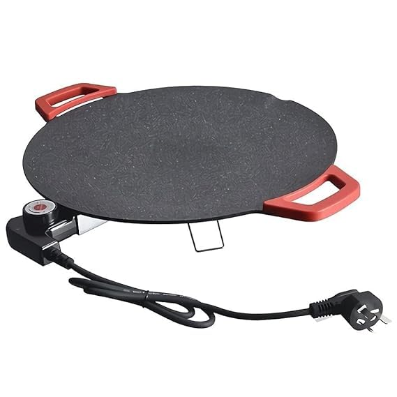 Electric Non Stick Frying Pan | Smokeless BBQ Grill Tandoori Pan For Cooking Indoor Outdoor,800 Watts | Tray with Adjustable Temperature Control | Multipurpose Chicken Fry Pan Tawa - View 2