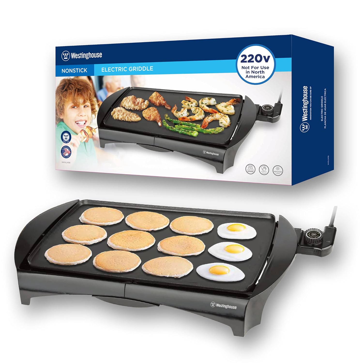 Westinghouse 2000W Family Size Non-Stick Electric Griddle | Adjustable Temperature Control, Slide-Out Grease Tray, Cool Touch Handles, Dishwasher Safe | Ideal for Large Meals and Entertaining - View 6