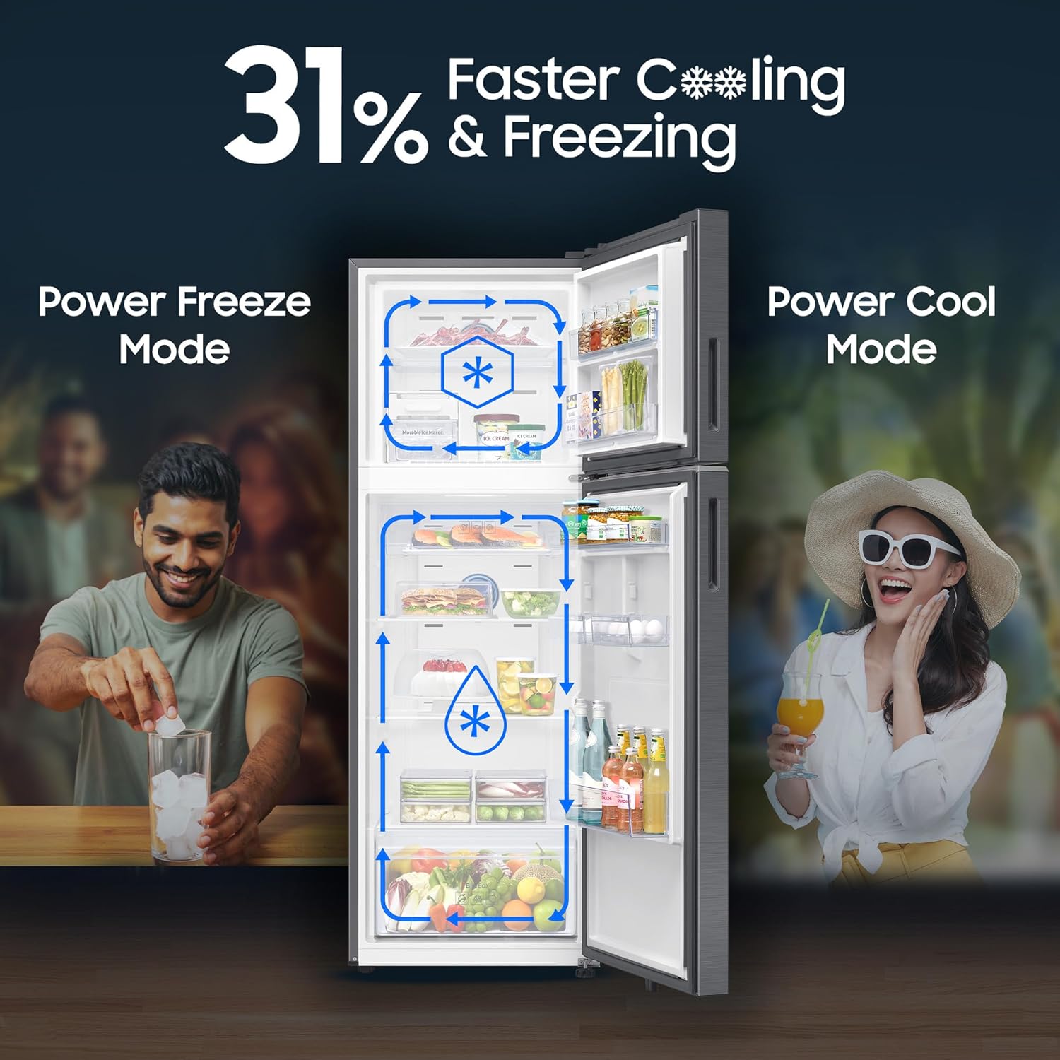 Samsung 350 L, 3 Star, Convertible 5-in-1, Digital Inverter, Frost Free Double Door, WiFi Bespoke AI Refrigerator (RT38HG5A23S8HL, Silver, Elegant Inox, 2026 Model) - View 3