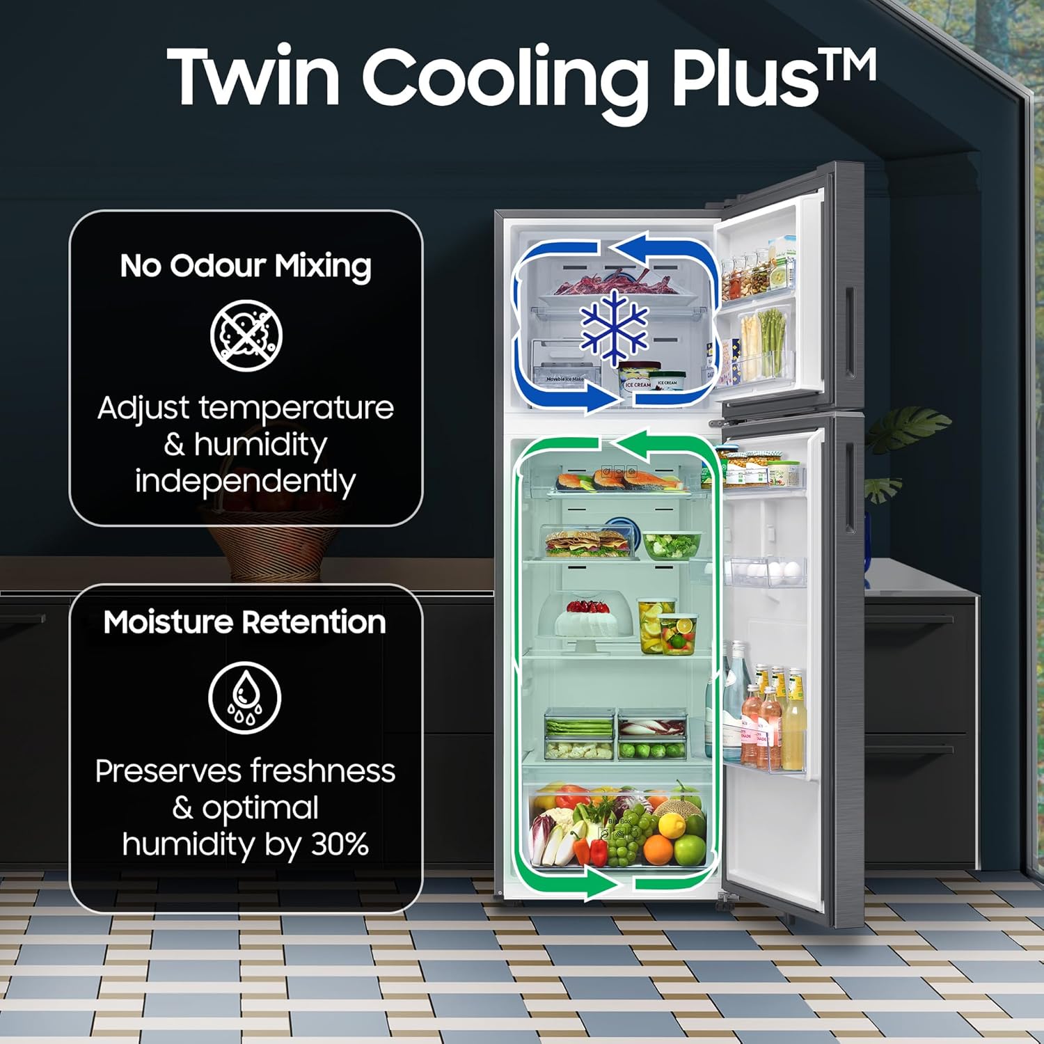 Samsung 350 L, 3 Star, Convertible 5-in-1, Digital Inverter, Frost Free Double Door, WiFi Bespoke AI Refrigerator (RT38HG5A23S8HL, Silver, Elegant Inox, 2026 Model) - View 5