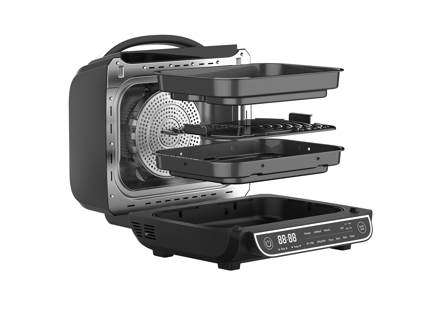 Westinghouse 8-in-1 1700W 6L Digital Air Grill | Grill, Roast, Air Fry, Dehydrate, Broil, Bake, Pizza & Manual | Temp Control upto 230°C, Flip Alert | 2-Yr Warranty (WKMFCM203) Black